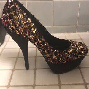 Nine West multicolored sequined heels